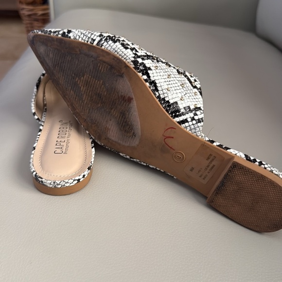 Cape Robbin Black and White Snakeskin Mules With Gold Stud Detail - Picture 6 of 6